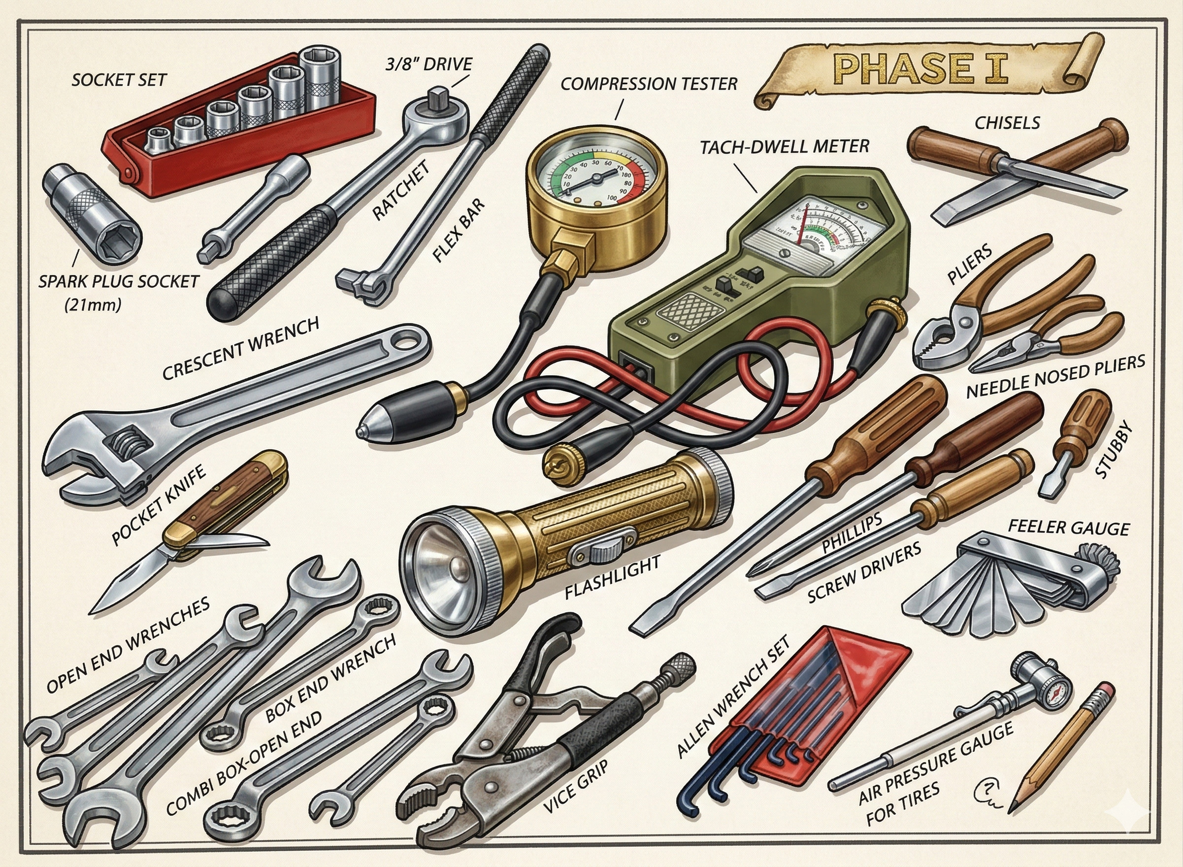 Herramientas en el baúl